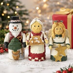 World Bazaars Holiday Collection Figurines Set of 3 – Snowman, Mrs Claus & Angel